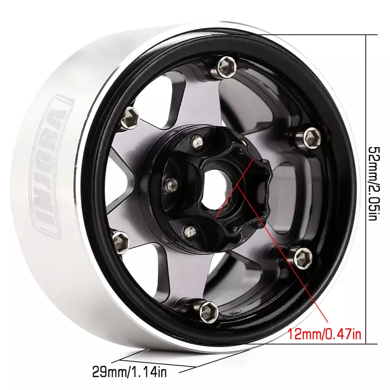 Deslocamento negativo 9.4mm cnc alumínio 1.9 "beadlock roda aro prato profundo para 1/10 rc rastreador carro trx4 axial scx10 (w1946)
