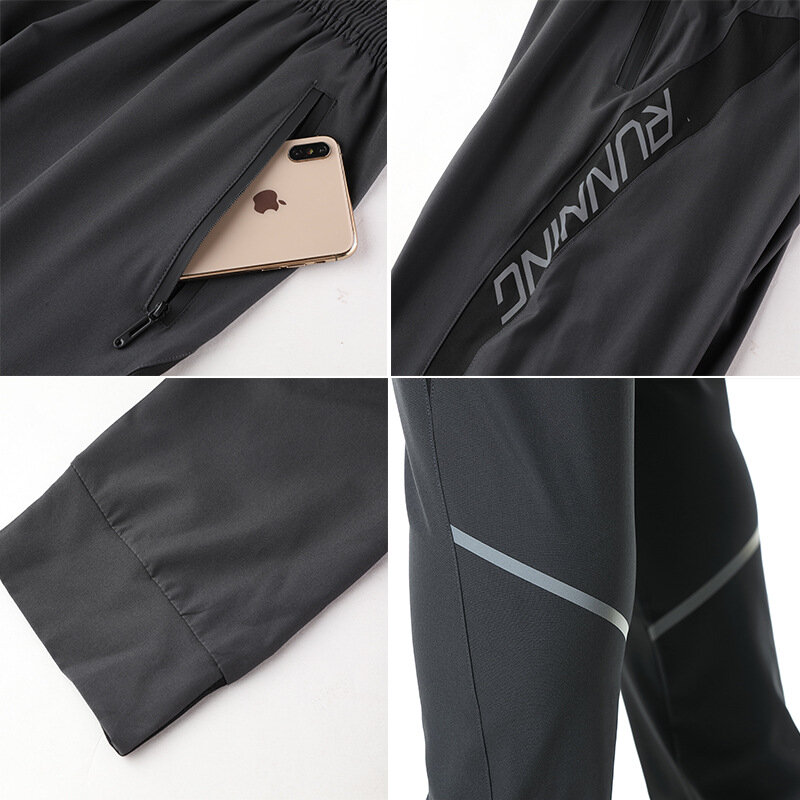 Celana Punggung Terbuka Celana Panjang Kasual Cepat Kering Sutra Es Musim Semi/Musim Panas Pria Kecepatan Olahraga Baru dengan Trek Kaki Elastis dan Lapangan