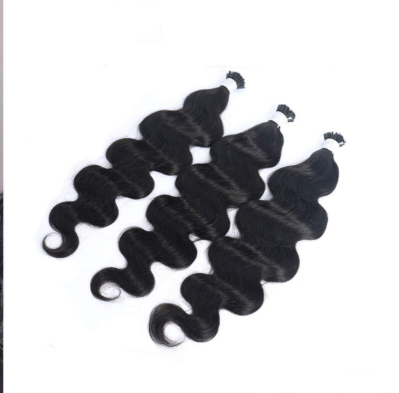 Ekstensi rambut ujung I Tautan mikro untuk wanita hitam gelombang tubuh rambut Virgin Brasil 100% rambut manusia rambut jumlah besar 1g/100 helai