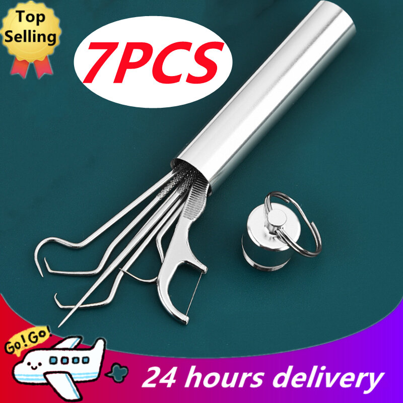 Stainless Steel Toothpick Set Tooth Flossing Reusable Toothpicks Portable Toothpick Floss Teeth Cleaner Oral Cleaning Tools 2023