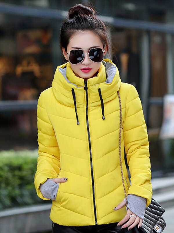 Зимнее хлопковое пальто с капюшоном, женская уличная одежда, облегающие модные теплые парки, женская одежда, утепленная куртка