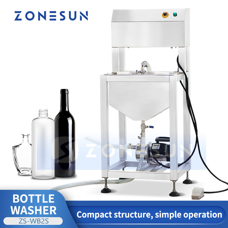 ZONESUN Semi Automatic Bottle Washer Cleaning Machine Plastic Bottle Rinsing Equipment Dual Head ZS-WB2S