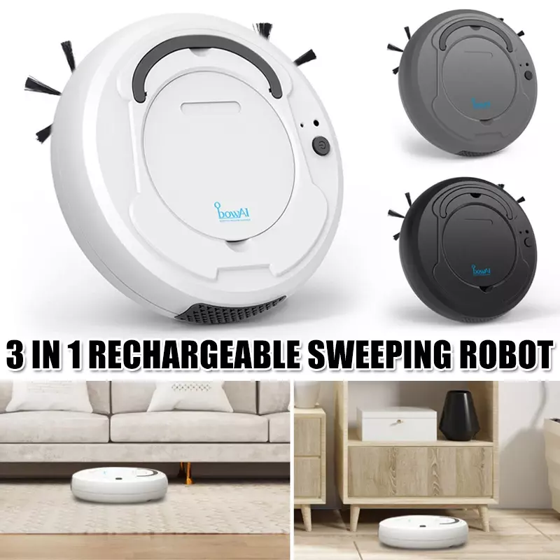 Robô de Aspirador Automático, 3-em-1, Inteligente, Sem Fio, Varrer, Seco, Molhado, Máquina de Limpeza, Carregamento, Inteligente, Casa