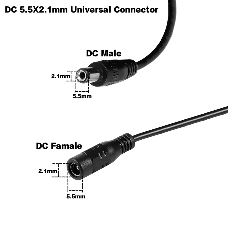 Uvusee CCTV 10Meter 2.1X5.5Mm Dc 12V Kabel Ekstensi Daya untuk Kamera Keamanan Audio Ip Kamera Dvr Mandiri