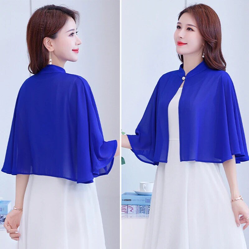 Summer Thin Sunscreen Shawl Chiffon With Skirts Suspenders Cardigan Jacket Women's Sunshade Cloak Cover Sun Protection Clothes