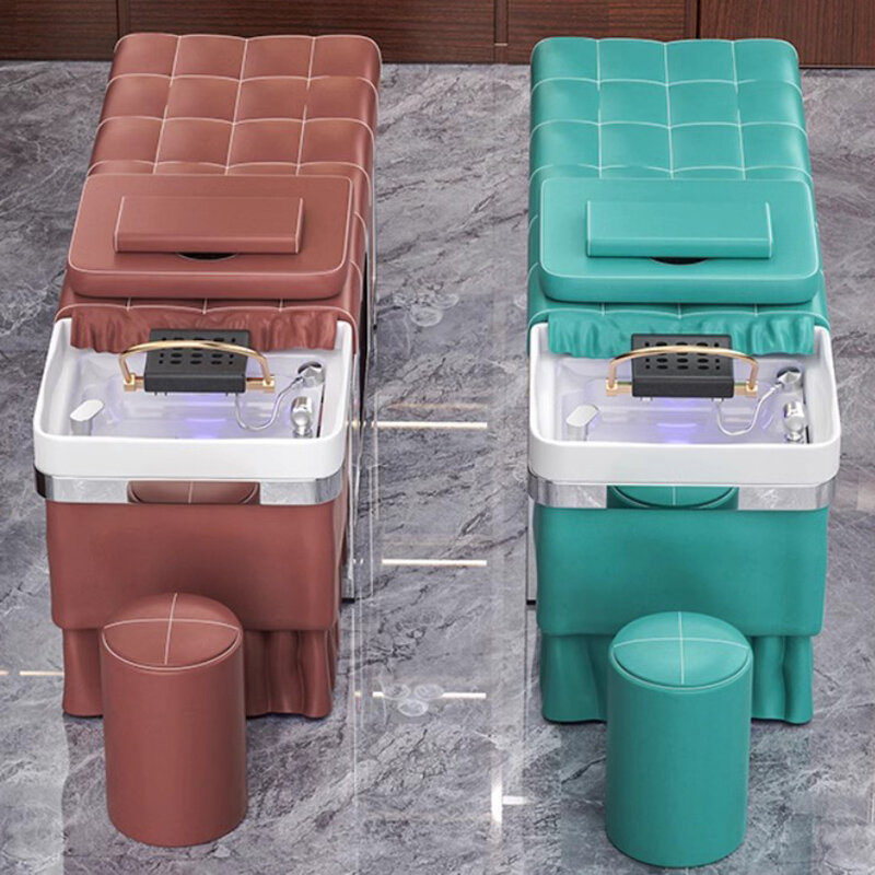 เก้าอี้อาบน้ำสำหรับสปาผมแบบญี่ปุ่นที่โกนหนวดการไหลเวียนของน้ำการไหลเวียนของน้ำร้านเสริมสวย fauteuil coiffure นวดเล็บ