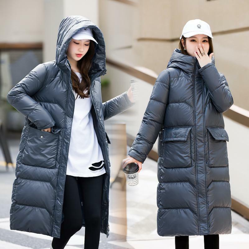 Jaket katun wanita, jaket katun hangat ukuran besar, jaket katun mode pas longgar versi Korea, baru, panjang setengah, musim dingin