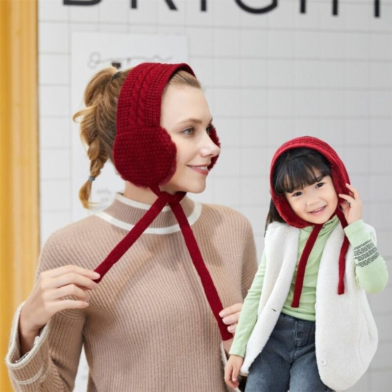 Fashion Cable Knit Ear Warmer Headband New Korea Soft Knit Earmuffs Adults Kids Women Tie Plush Earmuffs