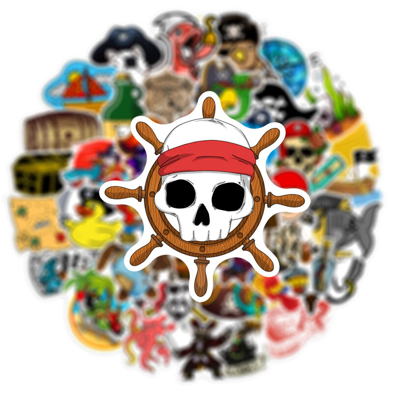 Pegatinas de dibujos animados de la serie pirata, adhesivos de grafiti adecuados para cascos de ordenador portátil, decoración de escritorio, juguetes, venta al por mayor, 50 piezas