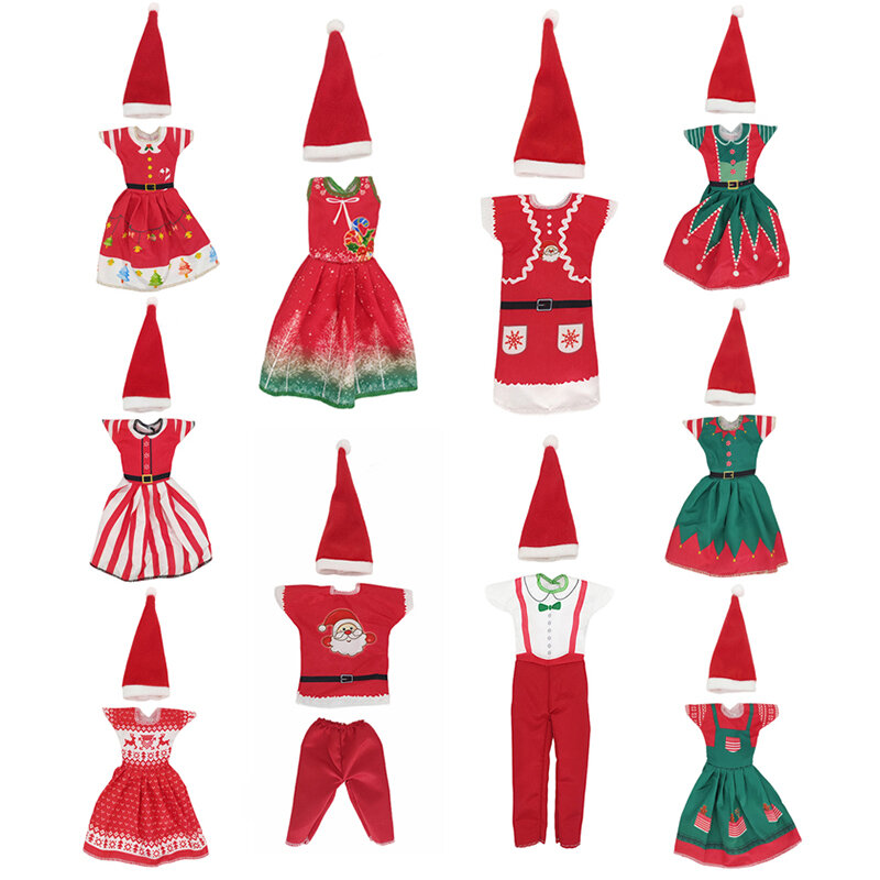 Fashion Christmas Dress Outfit Dress Hats per 11 pollici 30cm vestiti per bambole per accessori per bambole