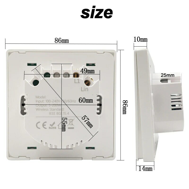 Lonsonho-interruptor inteligente con WiFi para el hogar, pulsador de pared de 220V, Compatible con Alexa y Google Home