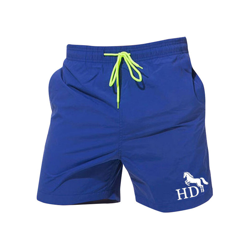 Nova hddhlhhh marca impressão masculina de secagem rápida praia calças cinco pontos troncos de natação calções casuais
