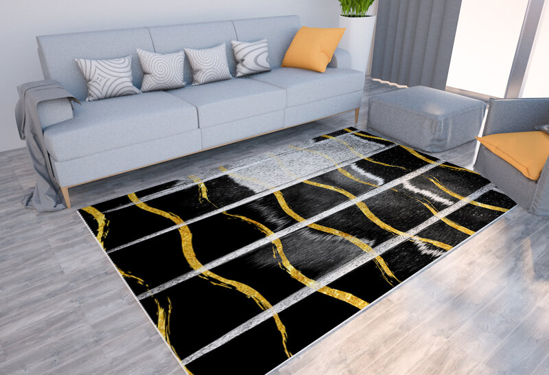 Modern fashion geometric print carpet home living room decorative floor mat bedroom room soft non-slip large area carpet