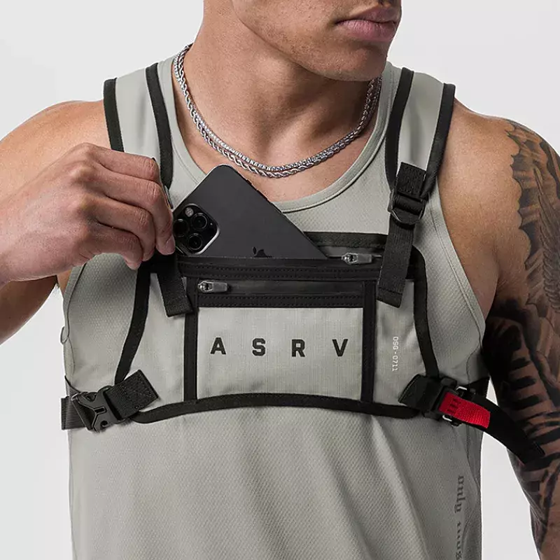 Gym Men's Fashion Brand Multi-functional Outdoor Chest Bag Casual Running Sports Fitness Small Mobile Phone Bag Tactical Vest 가방