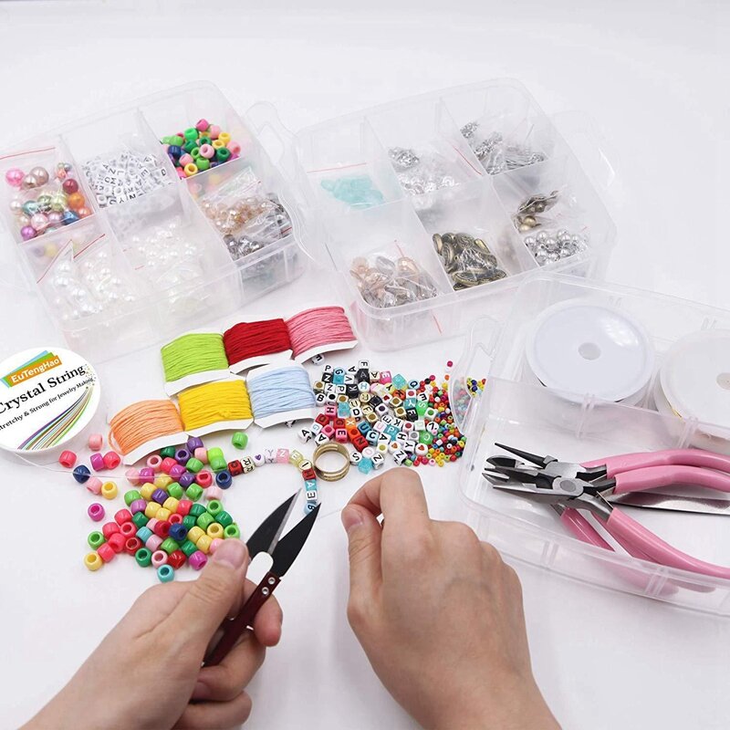 Kit DE FABRICACIÓN de joyas para niñas y adultos, Kit de herramientas para hacer joyas, collar, pendientes, pulsera, reparación, 1171 piezas