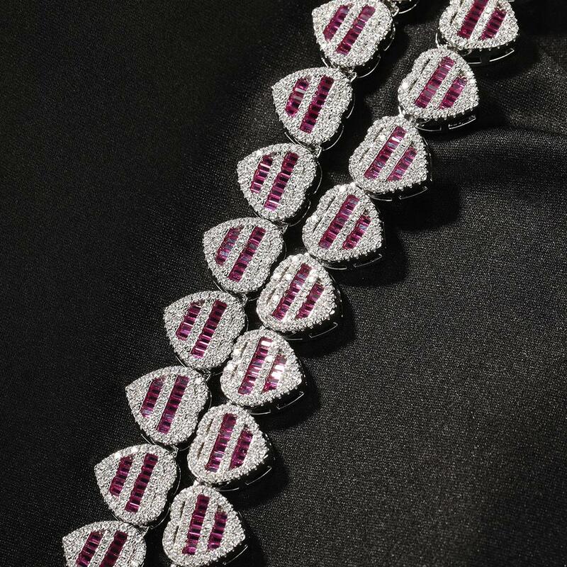 UWIN 12mm naszyjnik w kształcie serca bagietka CZ pełna mrożona sześcienna cyrkonia Choker moda charms Hip Hop biżuteria dla kobiet 2022 nowość