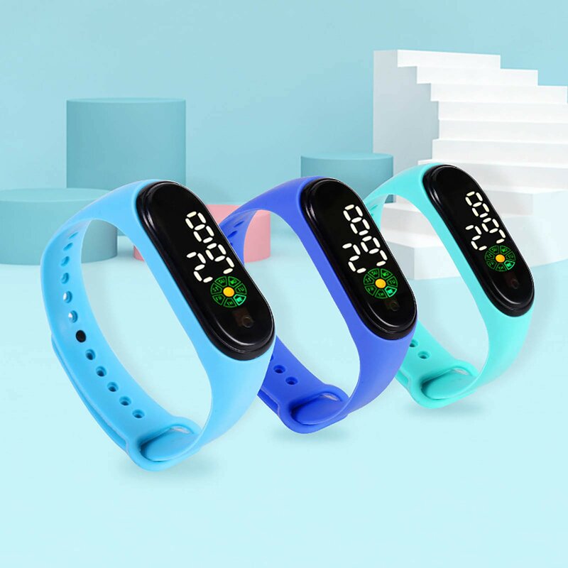 Digital LED Sport Watch para crianças, relógios eletrônicos, cor simples, pulseira de silicone, presente para estudante, moda, novo, 2024