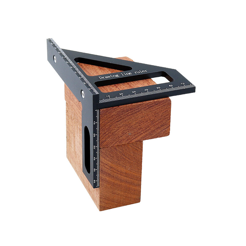 Precyzyjna trójkątna linijka ze stopu aluminium 45 °/90 ° do obróbki drewna kwadratowy kątomierz 3D wielofunkcyjne narzędzia pomiarowe