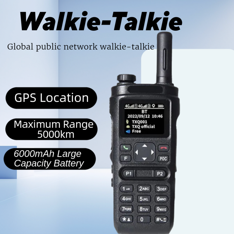 Walkie talkie genggam dua arah dengan pemosisian GPS, walkie talkie genggam baterai 6000mAh jaringan publik 4G