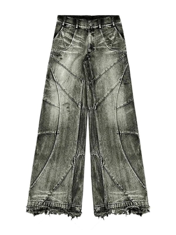 HOUZHOU Vintage Y2k Gothic Baggy Jeans Oversize Goth Harajuku Streetwear Denim Pants Japanese Style Korean Fashion Trousers