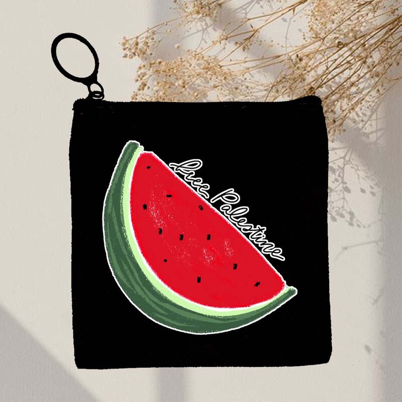 Dompet koin semangka Palestina buah lucu kartun dicetak ritsleting dompet kunci tas kecil uang saku lucu anak-anak hadiah tas Mini