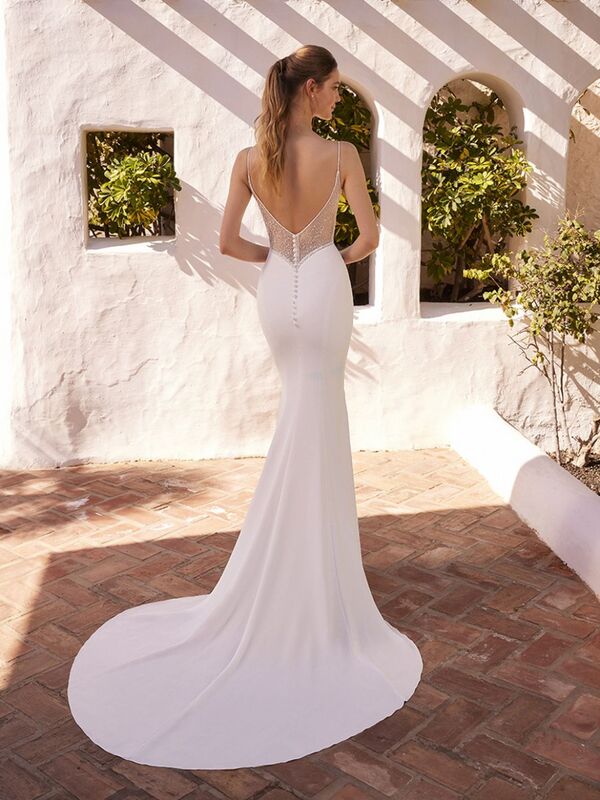 Robes de mariée sirène avec corset transparent, bretelles spaghetti, fente haute perlée, dos en V bas, pansement de mariée, quelle que soit la robe de mariée
