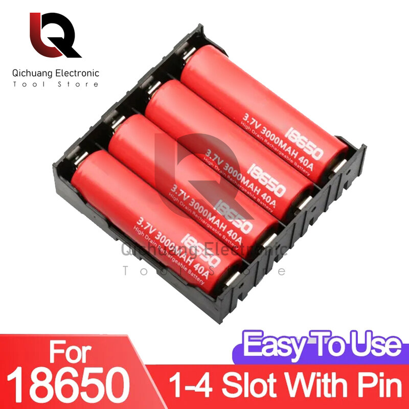 Nuevo caso de banco de energía bricolaje ABS 18650 1x 2x 3x 4x 18650 caso de caja de almacenamiento de asiento de batería 1 234 pin duro de contenedor de batería de 4 ranuras