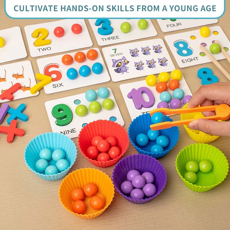 Montessori properti matematika Digital bayi, mainan aksi halus anak-anak mutiara cerdas Puzzle pemasangan kognitif
