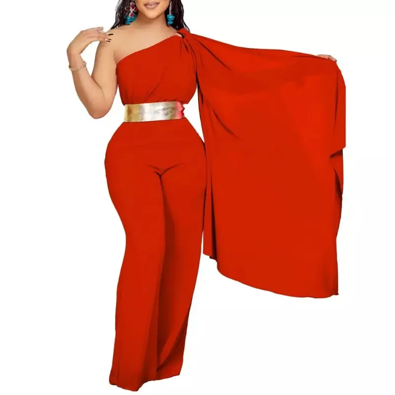 Elegant Spring Summer 2024 Africa Long Sleeve Polyester Black White Red Blue Party Evening Long Jumpsuit Dashiki Africa Clothing