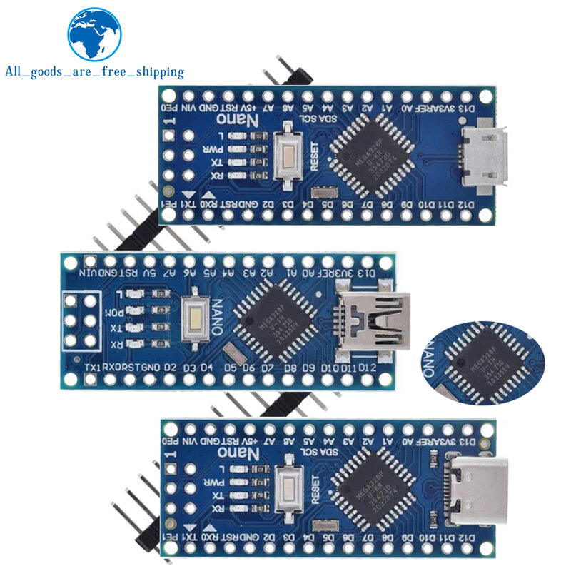 Controlador Nano Compatível com Bootloader para Arduino, USB 3.0, Mini, Tipo-C, Micro, Driver USB CH340, 16Mhz, ATMEGA328P