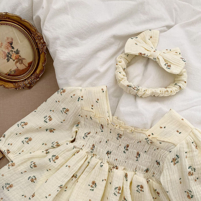 MILANCEL-Combinaison de batterie pour bébé fille, vêtements en lin respirant, une pièce, motif floral
