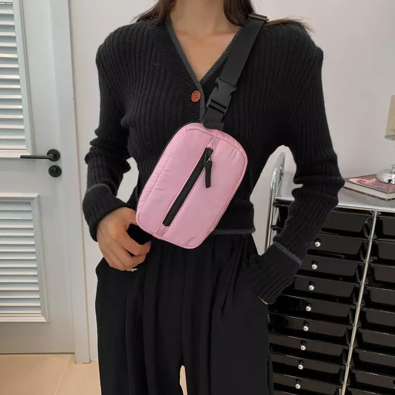 女性用ジッパー付きモノクロウエストバッグ,ソフトバッグ,高品質,ファッション,2023