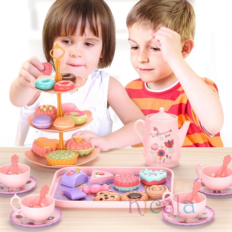 Ensemble de jouets pour filles, Simulation de thé, nourriture, gâteau, maison de jeu, cuisine, jeu de thé de l'après-midi, cadeaux pour enfants