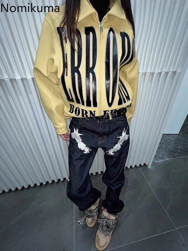 Pantalones vaqueros con bordado para mujer, ropa de calle informal, estilo Harajuku, Hip-hop, Y2k, novedad de 2024