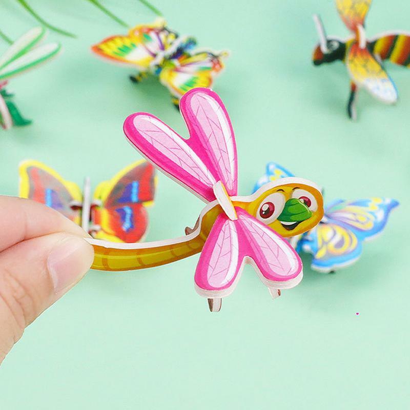 10 buah 3D Puzzle hewan untuk anak-anak pendidikan Montessori mainan Lucu DIY Manual perakitan tiga dimensi mainan Model untuk anak laki-laki perempuan