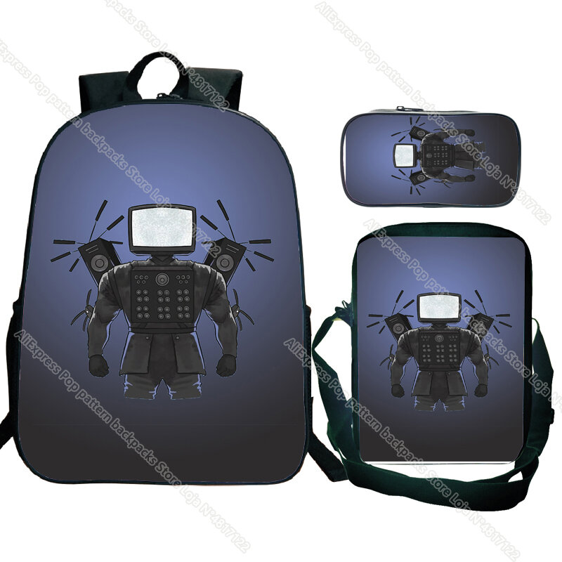 3pcs Skibidi Toilet Backpack with Pencil Case Shoulder Bag Camcordeman Students School Bag Girls Boys Kids Teens Rucksack