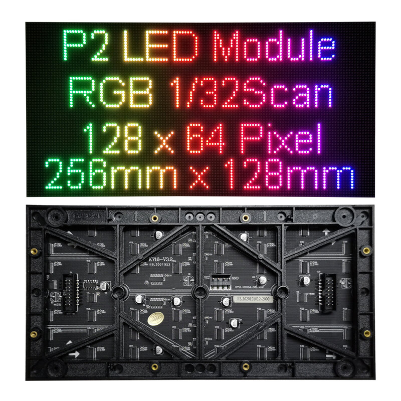 Modulo Display LED a colori P2 64x64,P2 128x128mm pannelli LED RGB, matrice LED, modulo video wall LED a colori per interni