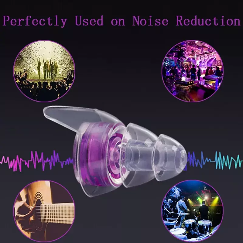 Tapones para los oídos de silicona blanda con cancelación de ruido para dormir, protectores auditivos para concierto, protectores para los oídos, 1 par