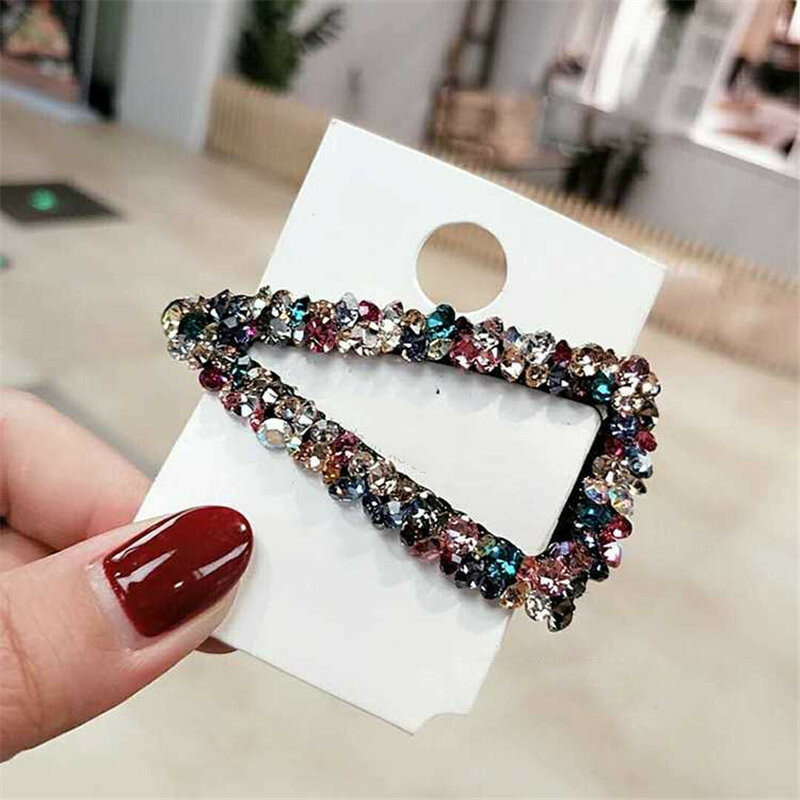 Hot Sale Girl Hair Claw Geometric Hairpin Retro Shiny Triangle Shape Crystal Hair Clips Hair Accessories for Women