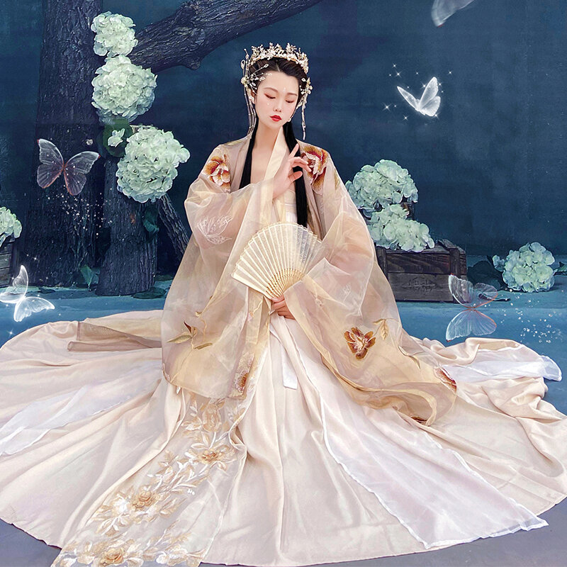 Chińska wróżka przebranie na karnawał kobieta dynastii Tang księżniczka sukienka pani Vintage starożytne ludowe sukienki do tańca Hanfu odzież na scenie