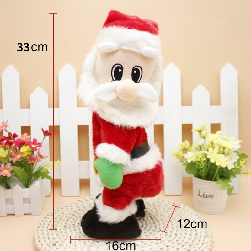 Boneka Boneka Santa Klaus Elektronik Lembut Mainan Musik Menari Dekorasi Rumah Natal Menyanyi Dua Lapis untuk Hadiah Natal Anak-anak