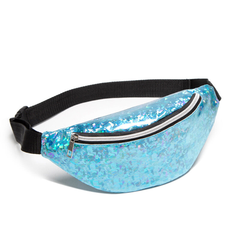 Bolso brillante con láser para mujer, bolsa holográfica de diseño brillante para la cintura, bonita bolsa para teléfono, bolsa de viaje para fiesta