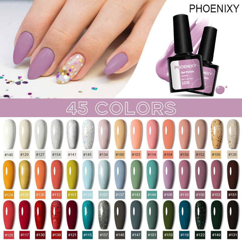 Phoenixy-Kit de esmaltes en Gel para uñas, barniz semipermanente, UV, profesional, 8ML, 45/30 colores