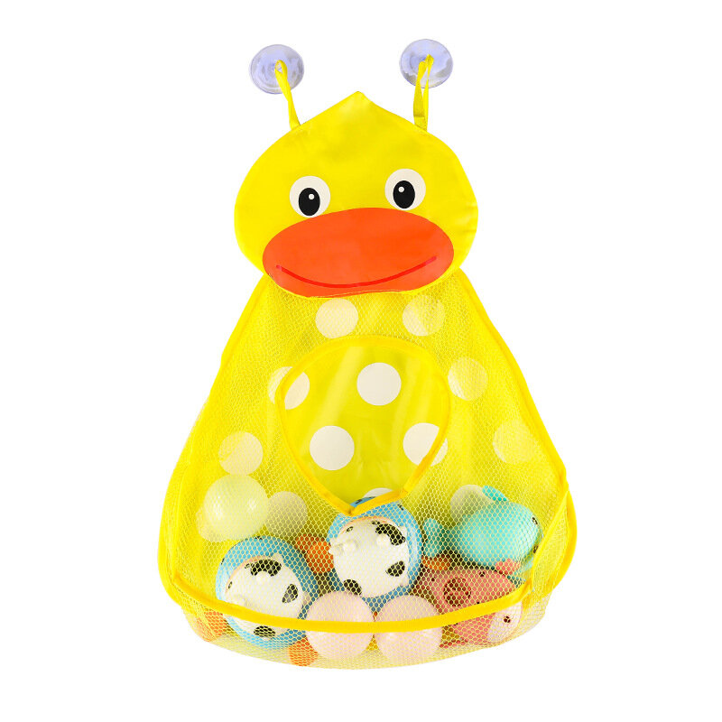 Cartoon Animal Shapes Baby Bath Mesh Net Storage Bag With Suction Cups Organizer Hanging Basket Water Fun Toys For Holder