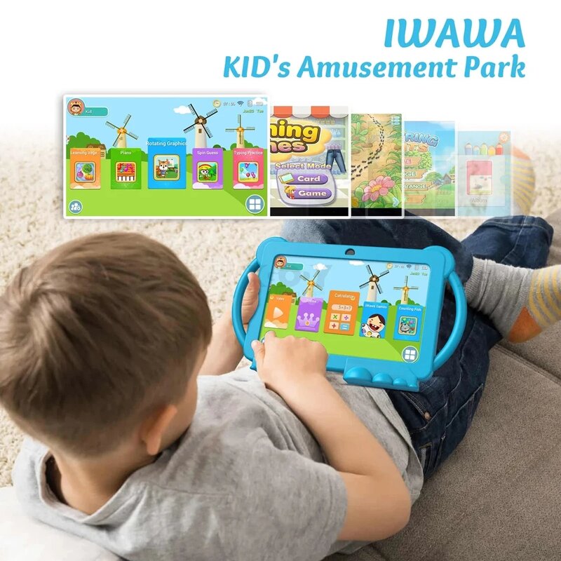 Tableta Pc de 7 pulgadas con WiFi 5G, dispositivo educativo de aprendizaje para niños, sistema operativo Android 12, 4GB de RAM, 64GB de ROM, cámaras duales, regalo para niños