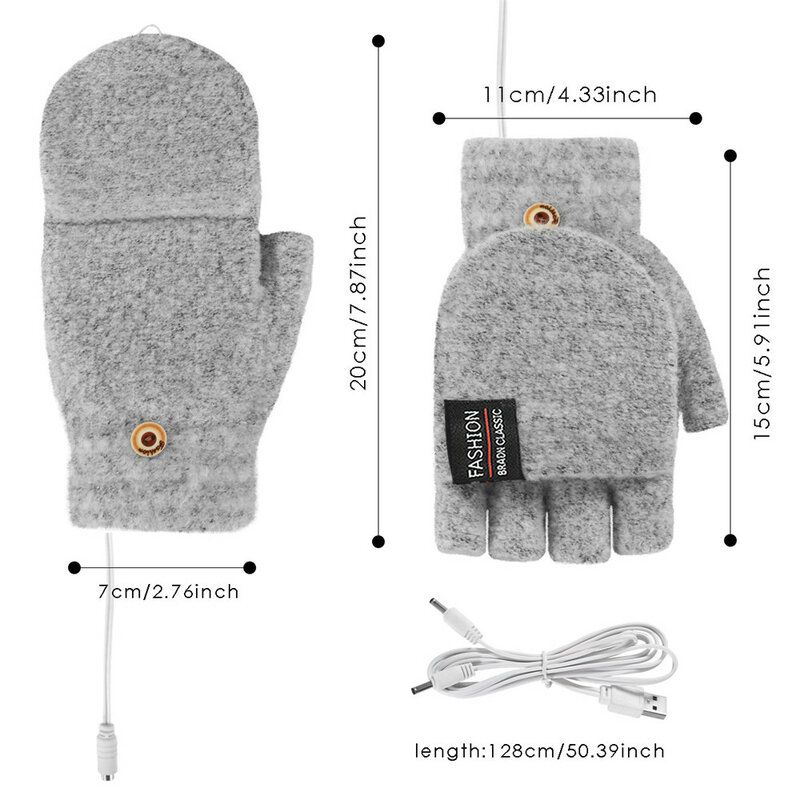 Winter Heated Gloves Touch Screen Adjustable Temperature Full&Half Finger Motorcycle Cycling Gloves Skiing Cycling Equipment