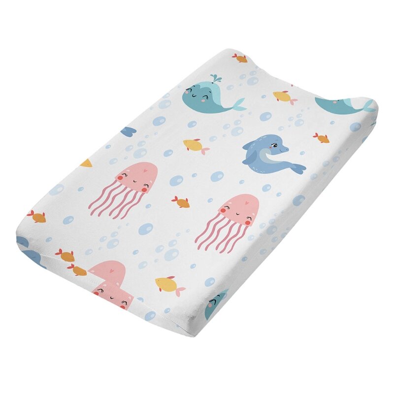 Almofada para berçário de algodão para bebê capa para troca de fraldas lençol com estampa elástica protetor para trocador de