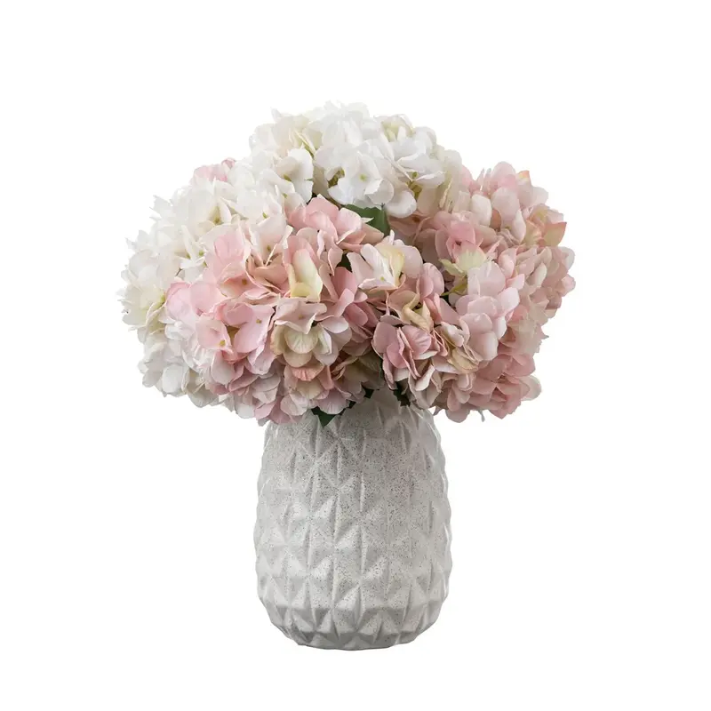 37cm Mini sztuczna hortensja kwiat pojedyncza gałąź hortensja dekoracja ślubna ręka bukiet ściana z róż fałszywa kwiatowa ozdoba do domu
