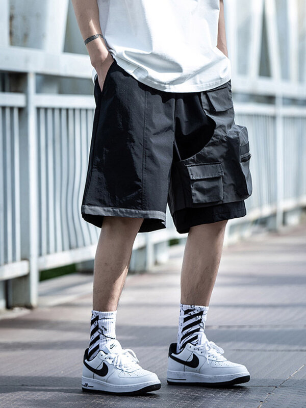 Cargo Shorts Männer Baggy Big Pocket knielang Sommer atmungsaktiv bequeme funktionelle Techwear japanischen Stil einfache Harajuku