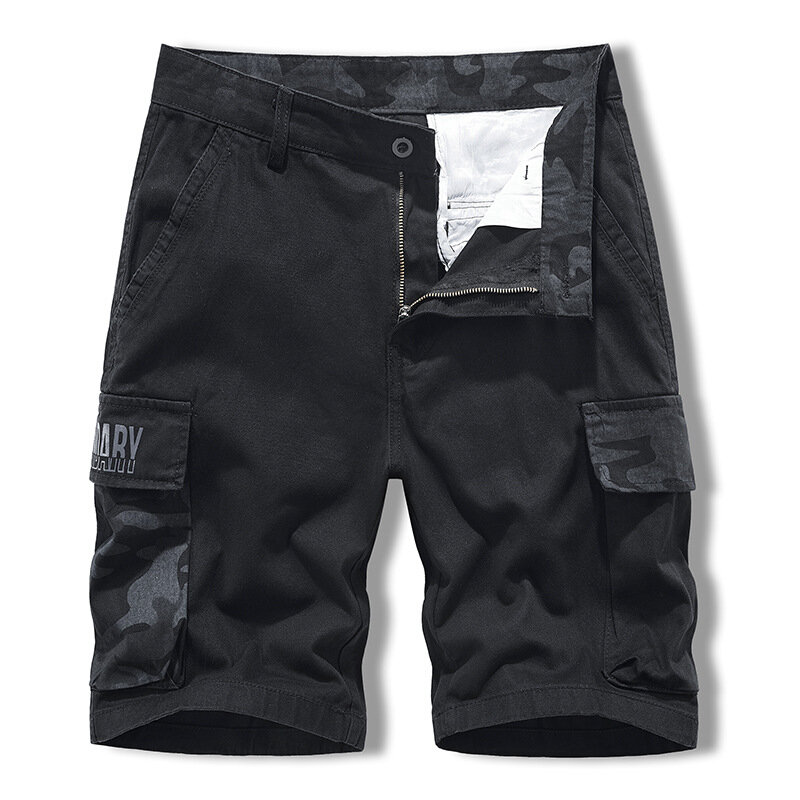 Pantalones cortos de trabajo para hombre, pantalones cortos de carga para acampar y exteriores, con múltiples bolsillos, a la moda